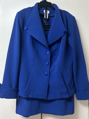 Monroe & Main Cobalt Blue 2 Piece Women's Button-Front Blazer and Skirt.
